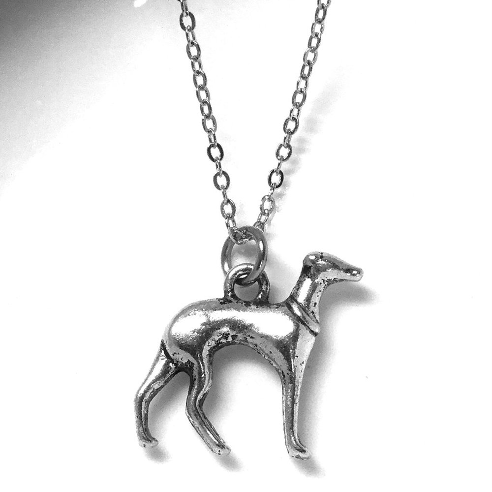 Miniature Greyhound Dog Charm Necklace